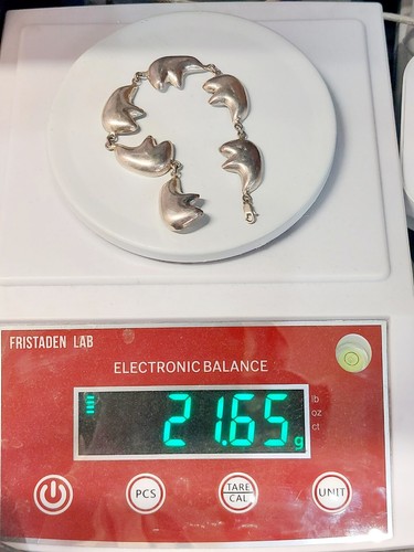 Pulsera de oso tenis vintage Taxco, México TB-125 de plata esterlina - talla 8" - Imagen 4 de 5