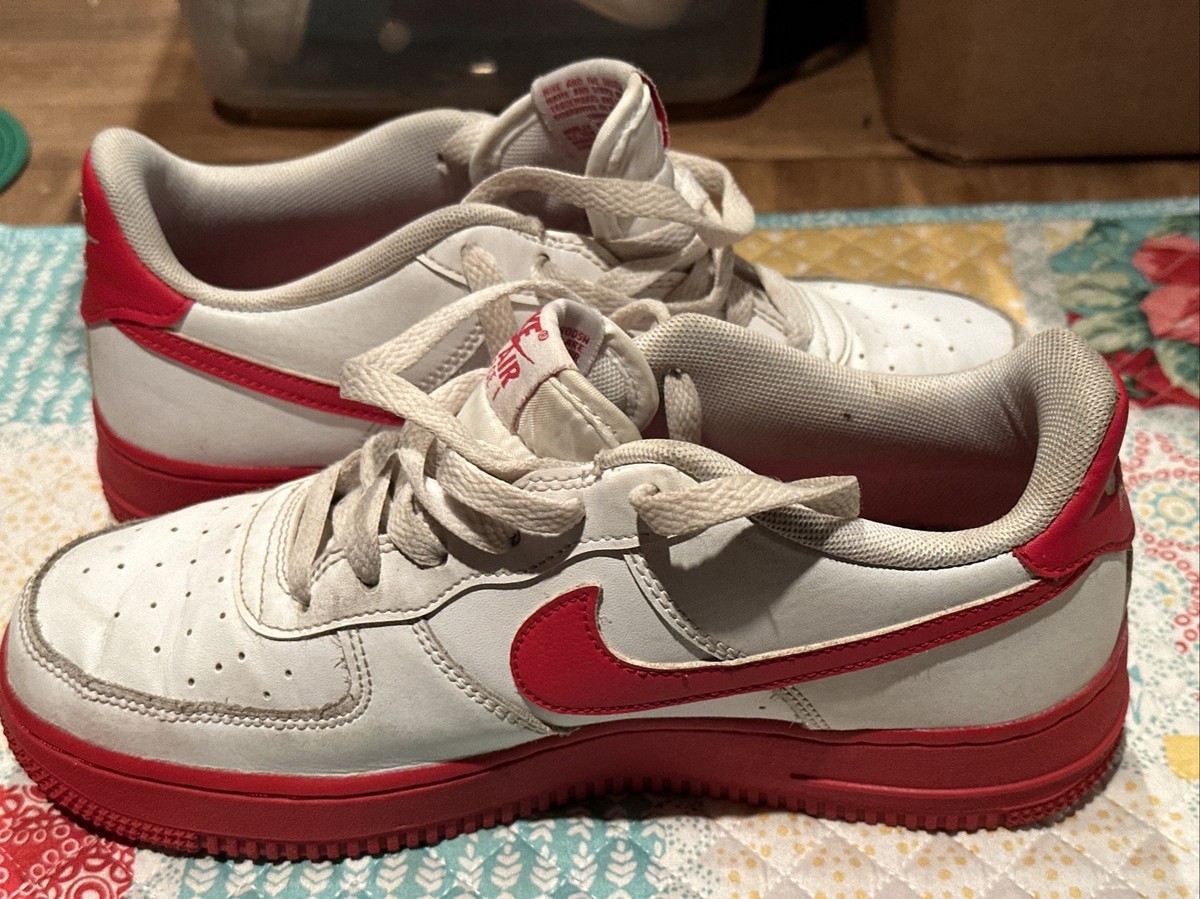 NIKE Air Force Retro Low White University Red Sneakers Size 6Y