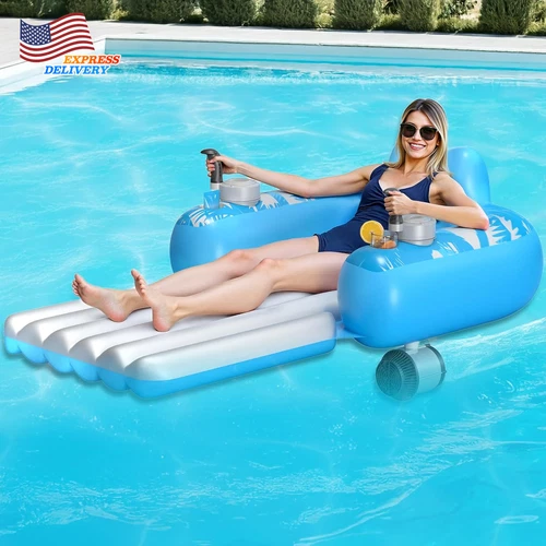 Rechargeable Motorized Pool Float Inflatable Pool Lounger with Dual Motors NEW