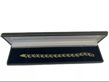 Yellow Gold Finish Green Emerald Twist Design tennis bracelet gift Idea