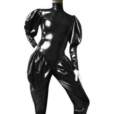 Neue Plus Gr&ouml;&szlig;e Bodycon Jumpsuit Wet Look PVC Langarm Sexy Playsuit Rompers