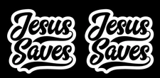 Jesus Saves Christian Religion Symbol Car Truck Window Decor Two 4" White Decals