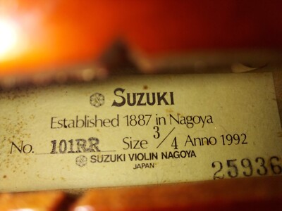 Suzuki 101RR (3/4 Size) Violin, Japan 1992 w/ case & bow, Very