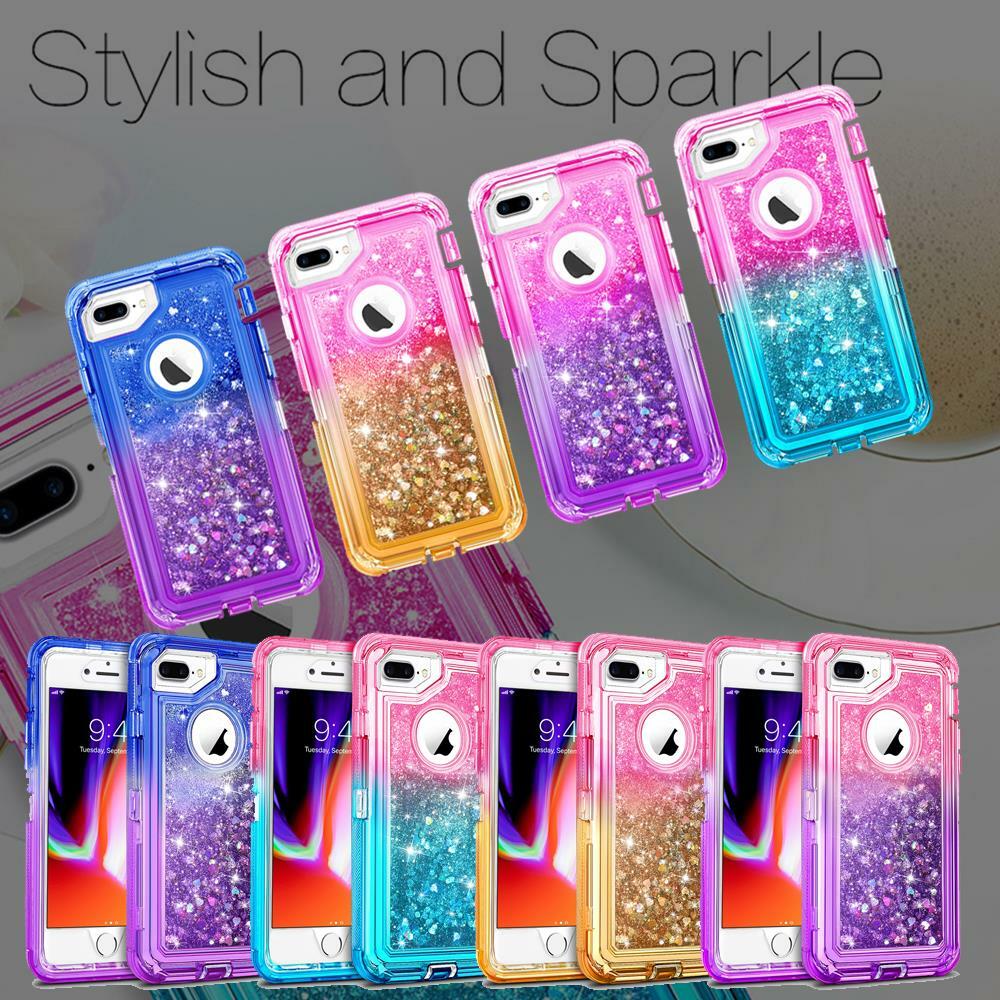 Cute Gradient Glitter Liquid Case Cover For iPhone PLUS Fits