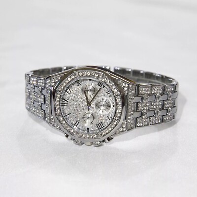 Designeruhr Herren & Damen Hiphop Mode Strass Diamant Bling Uhr UK