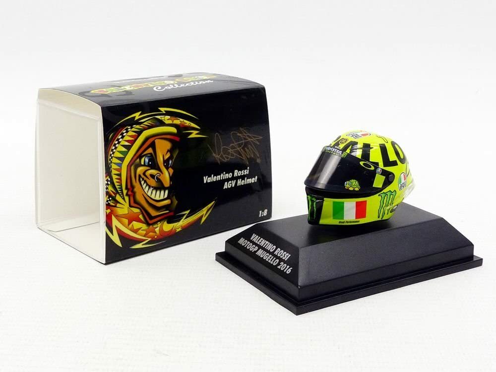 Casque Miniature Minichamps 1:8 - Valentino Rossi MotoGP 2016 (GP Mugello) - Neuf
