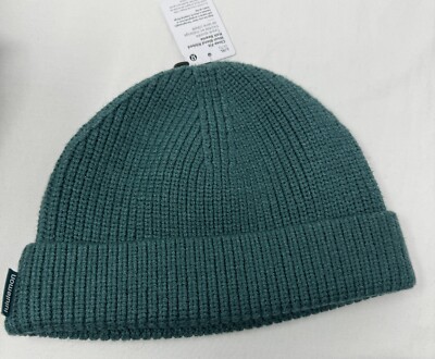 Lululemon Close-Fit Beanie Green Wool-Blend Ribbed Knit Hat L