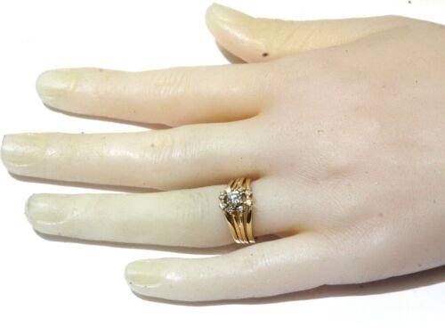 Anillo de compromiso de diamantes redondos mejorados de claridad de 0,65 quilates de oro amarillo de 14k 3,5 g raro - Imagen 8 de 8