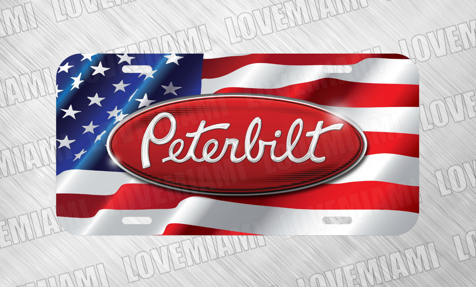 For Peterbilt Semi Trucks USA Flag License Plate Auto Car Tag FREE SHIP-image