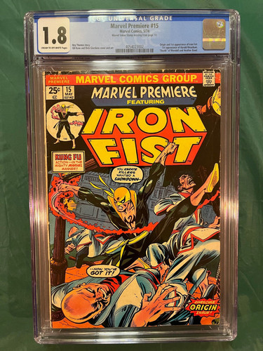 Marvel Premiere #15 CGC 1.8 1st Appearance Iron Fist Marvel 1974 Blue W/ No VS!