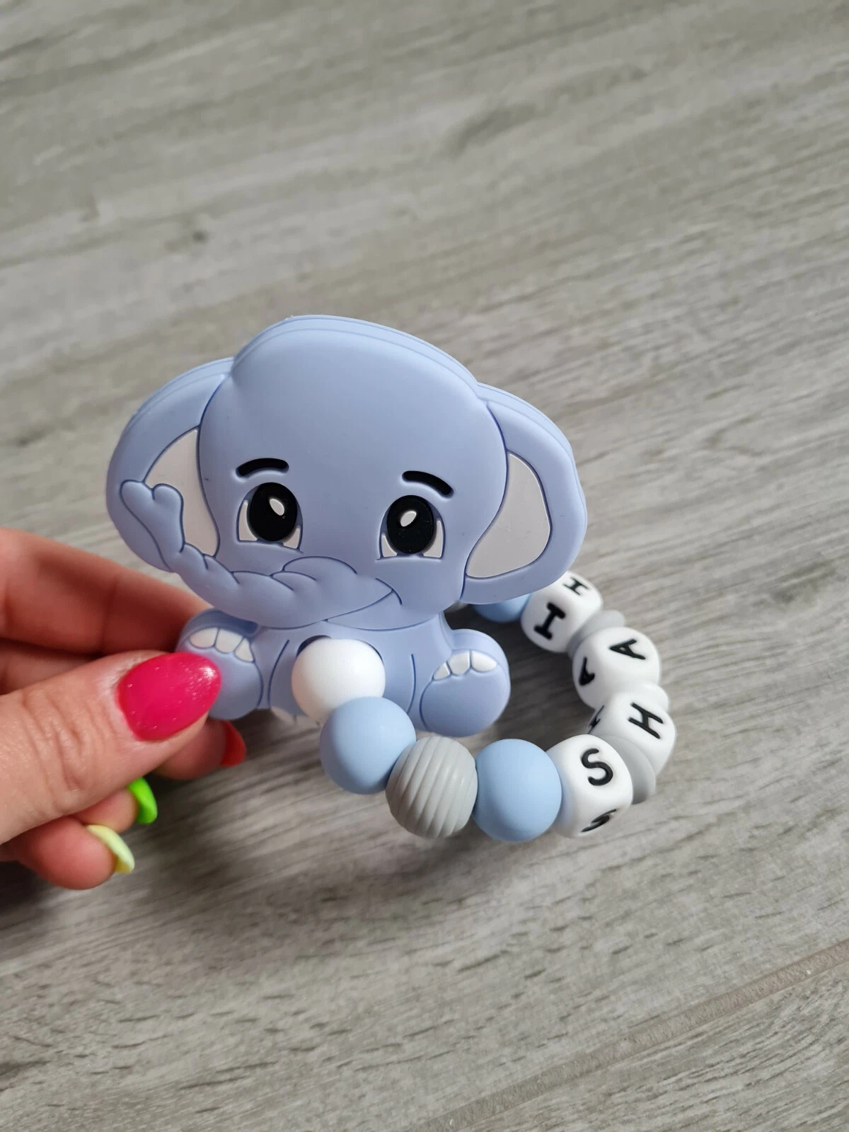 Baby Boy Personalised Silicone Elephant Teething Toy Chewing BPA free Tested
Opens in a new window o
