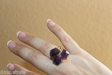 Triple Amethyst Dual Hoop Adjustable Ring from Brazil R414