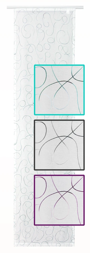 Flächenvorhang Weiß bestickt modern art Schiebegardine halbtransparent 60x245 cm - Bild 3 von 3