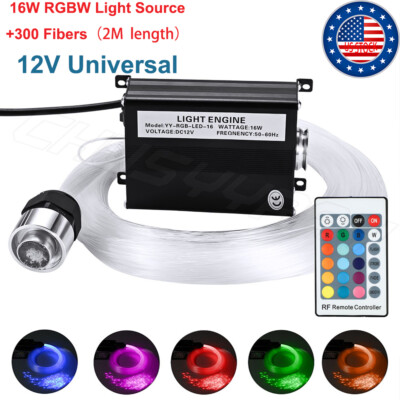 300pcs LED Twinkle Fiber Optic Light Star Ceiling Kit DIY Car 12v RGBW Decor