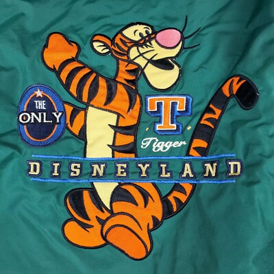 TIGGER Jacket KIDS Large Green Zip Up Embroidered Logo DISNEYLAND