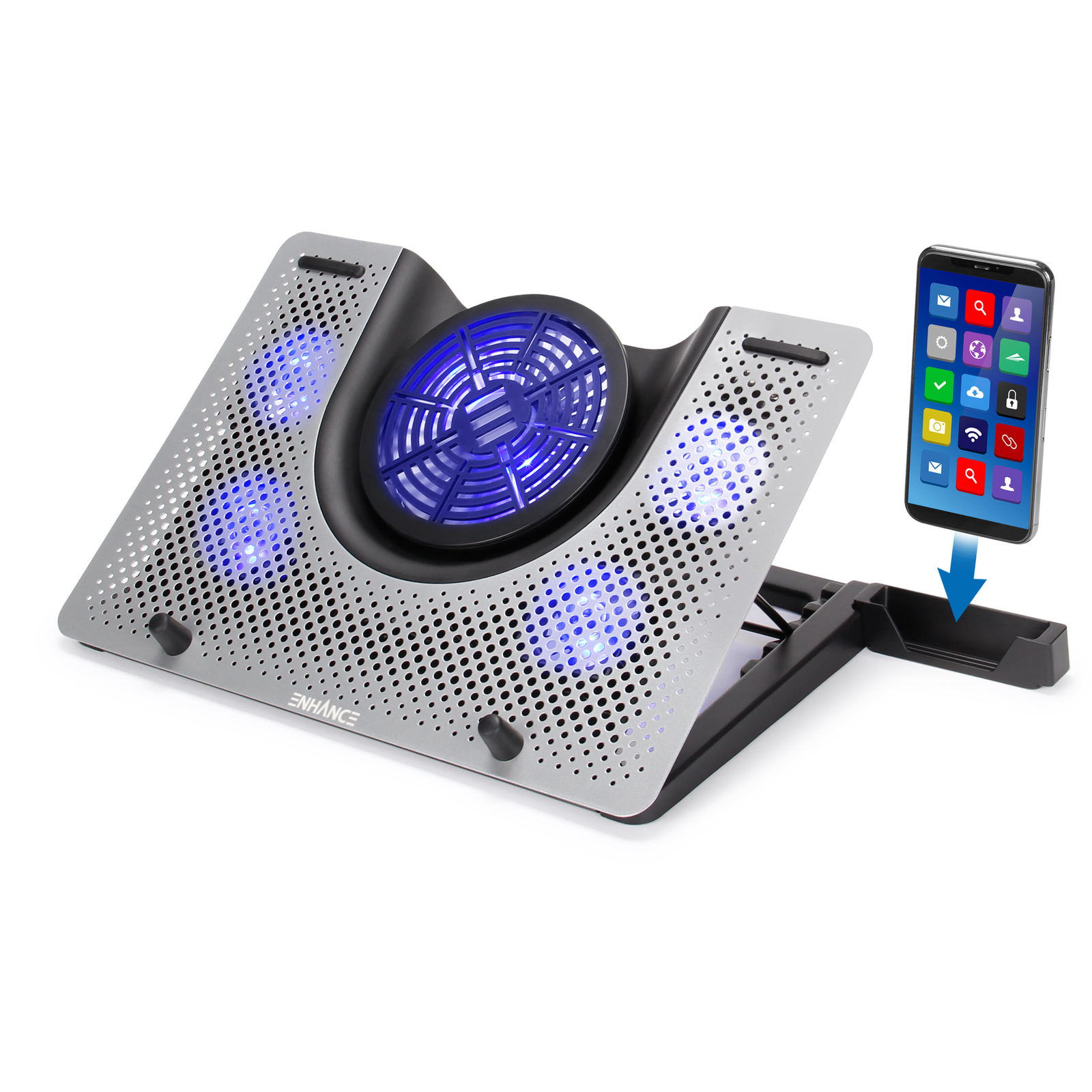 Metal Laptop Cooling Fan Stand Dual USB For 11-17