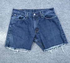 Levis Shorts Men 32x6 Blue Cut Off Jorts Dark Wash Denim Jean Bermuda 514 Tag 34