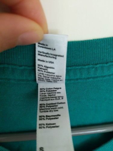 T-SHIRT Top in cotone American Apparel taglia small S Basic massello verde casual - Foto 4 di 6