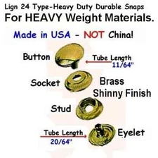 Snap Fasteners Heavy Duty for THICK Material 10 Sets Brass Made in USA NO TOOLS