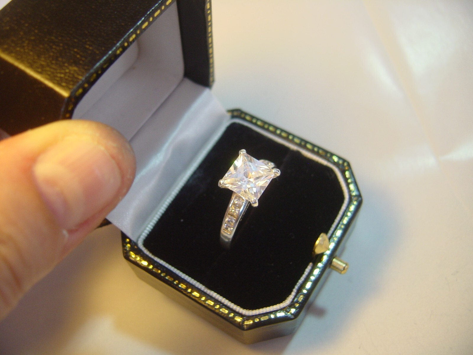 vintage solid silver superb square solitaire cubi… - image 13