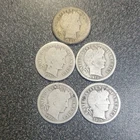 Lot of 5 Barber Dimes 1907 1912 1914 1915 1916 Silver 10C Business Strike #489