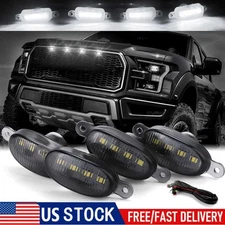 4X Raptor Style Smoked Lens White LED Front Grille Running Lights For Ford F150