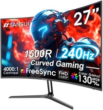 "27 Inch Curved 240Hz FHD Gaming Monitor, 1500R, HDR, FreeSync, 1ms Response"