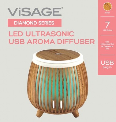 Visage LED Aroma Diffuser Wood and Wood  7 LED Colors, Cool Mist, USB Plug in
