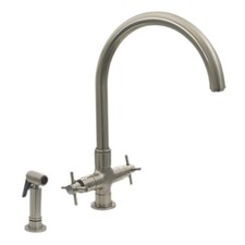 Whitehaus 3-03954..85 Modern Goose Neck Kitchen Faucet with Side Spray