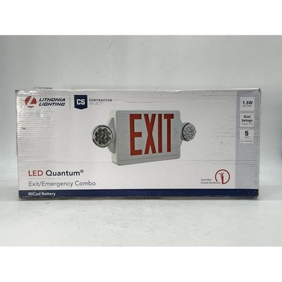 Contractor Select LHQM LED Exit Sign Emergency Combo Light, 120/277V, White/Red