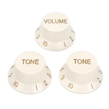  18-Spline Electric Guitar Control Knobs 2 Tone and 1 Volume Vintage White