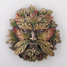 Veronese Design 5 1/8 Inch Summer Solstice Greenman Wall Sculpture Hand Painted