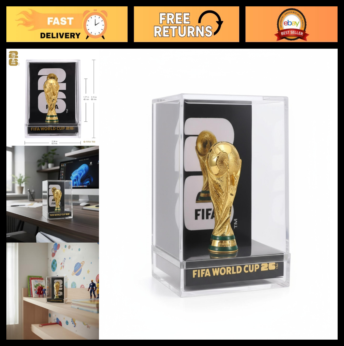 2026 FIFA World Cup トロフィー レプリカ アクリルケース付 FIFA World Cup 2026 Trophy Replica - 3D Acrylic Case - Collector's