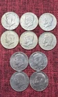Lot (10) Kennedy Half Dollars 1964-65,66,67,68D,69D,71,71D,72,72D 90%,40%,&CN