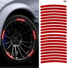 20PCS Reflective Car Wheel Decorative Stripe Stickers, Red, Custom Style, Waterp