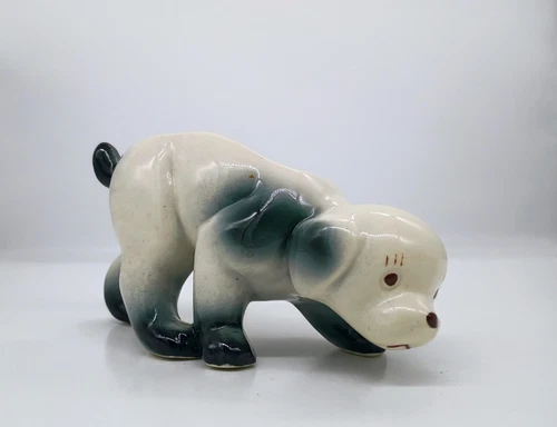 Vintage Shawnee USA Pottery Blue and White Puppy Walking Dog Planter 1940's