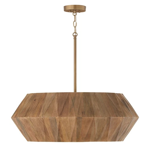 Capital Lighting Nadeau 6 Light Pendant, Light Wood/Patinaed Brass - 351061LW - Picture 1 of 1