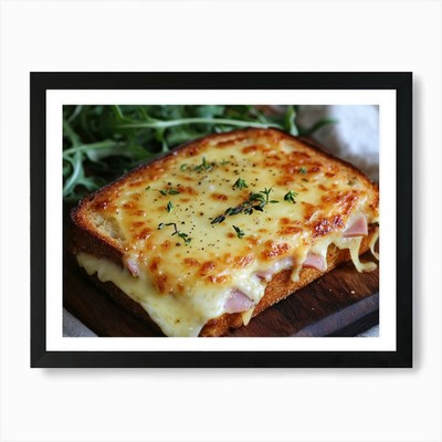 Cheesy Croque Monsieur mit frischem T gerahmtes Wandbild Poster Leinwanddruck Bild