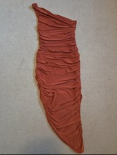 Club L London Rust Late Night One Shoulder Ruching Maternity Dress size 12