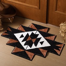 Western Aztec Bath Rug Non Slip Water Absorbent Mat Decorative Geometric Decor