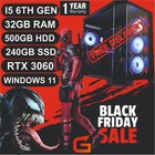 REDUCED XMAS GAMING PC I5 6th 32GB 500GB+240 SSD RTX 12GB 3060 W11 FREE DELIVERY
