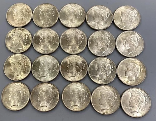 20 US 90% Silver BU Peace $1 10-1922 6-1923 2-1924 2-1925 L24478