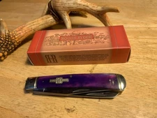 Rough Ryder Purple Smooth Bone Trapper 4 1/8" Pocket Knife RR1254