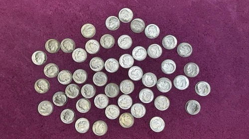 1962-D Roosevelt Silver Dimes Roll Denver 10C uncirculated