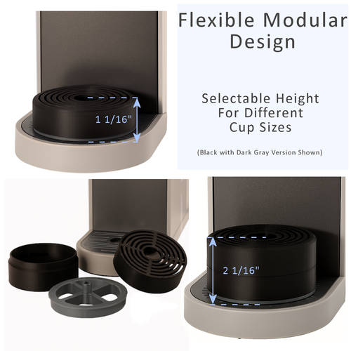 Accessorio Supporto Tazza Regolabile Antispruzzo per Caffettiere Keurig Nero/Grigio - Foto 4 di 12