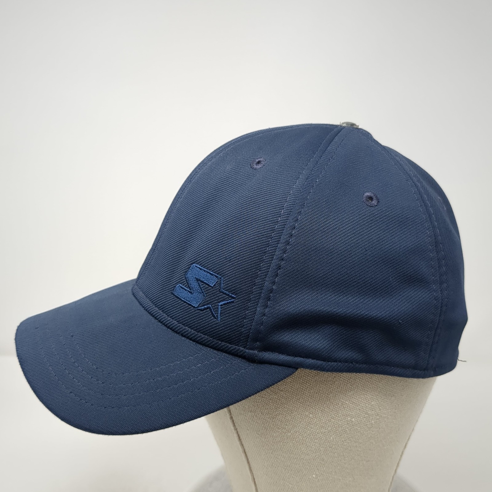 Starter Fitted Baseball Cap Solid Blue XL Logo Em… - image 3