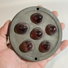 Vintage Red Glass Cats Eye Marble Reflector License Plate Topper Sign