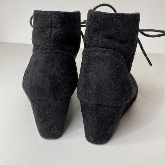 Botines de cuña Charles Albert para mujer de gamuza negra con cordones talla 7 Foto 4 de 4