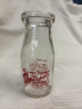 Half Pint Milk Bottle Miller’s Dairy Buy War Bonds Millers