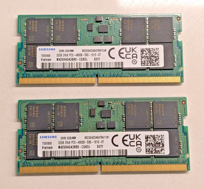 SAMSUNG 64GB DDR5-4800 SODIMM (2x32GB) Laptop Memory PC5-38400 RAM